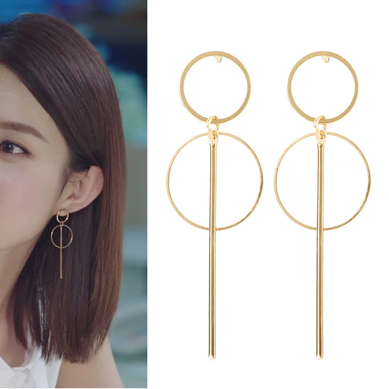 Корейские Kpop геометрические серьги круглые серьги длинные Мужские Знаменитые Мальчики V DNA серьги-гвоздики для женщин мужские аксессуары в стиле панк