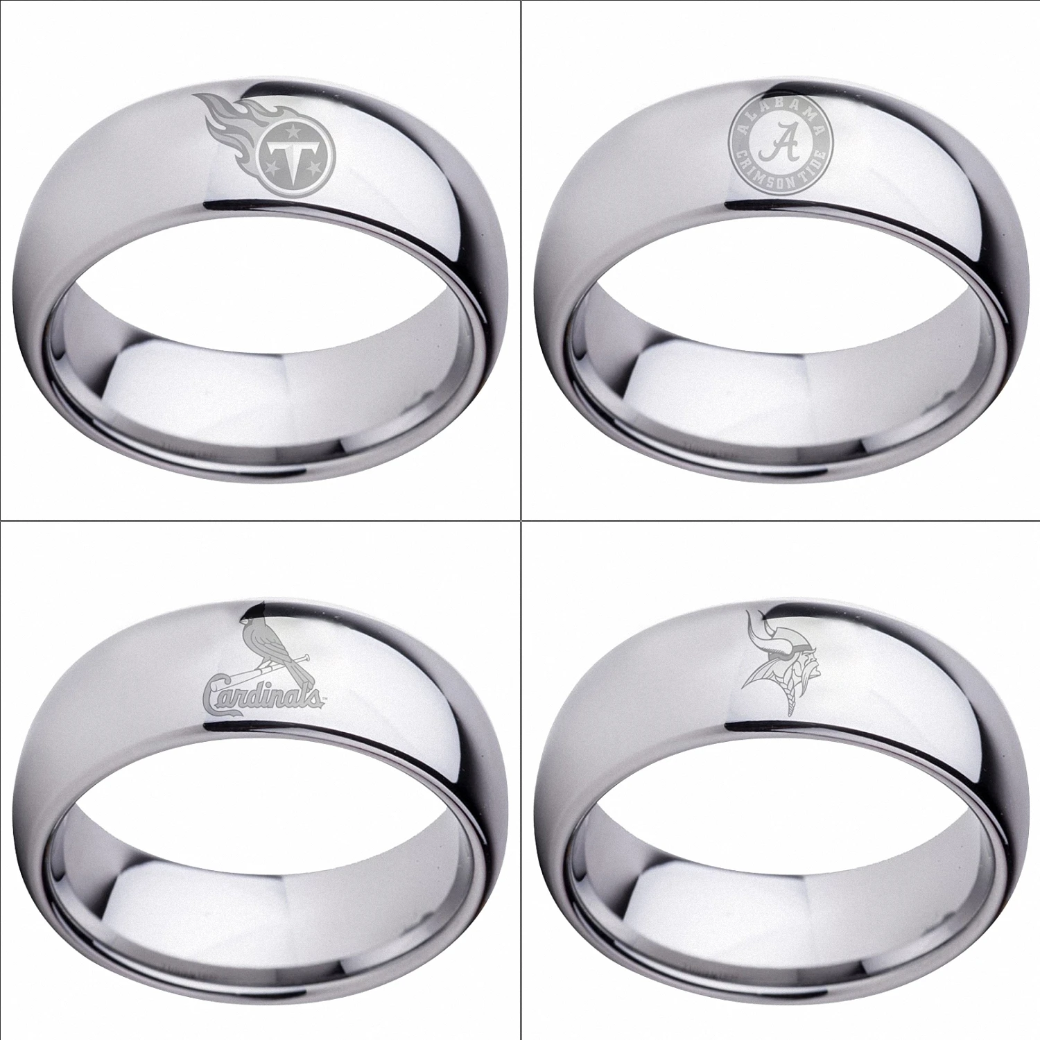 Палец кольцо Теннесси Титанов Алабама багровый прилив ST Луис 8 мм Серебряный