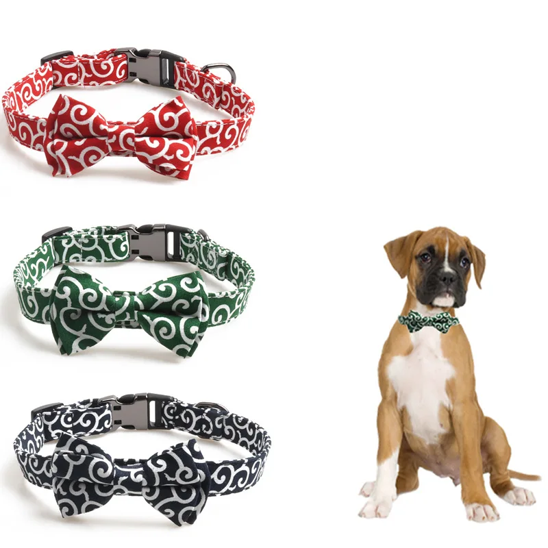 

Japanese Style Bowknot Semimetal Buckle Pets Dog Collars Small Medium Dogs Collar Leashes Set Adjustable Bow Tie Necklace