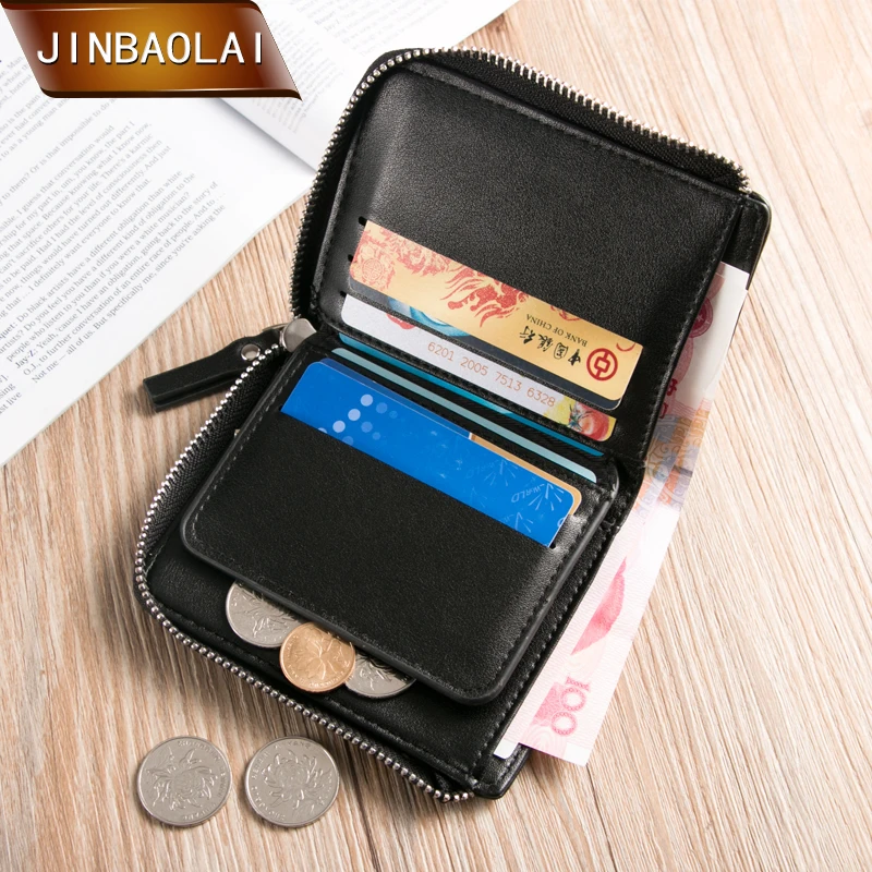 Мужской кошелек JINBAOLAI на молнии из искусственной кожи с отделением для