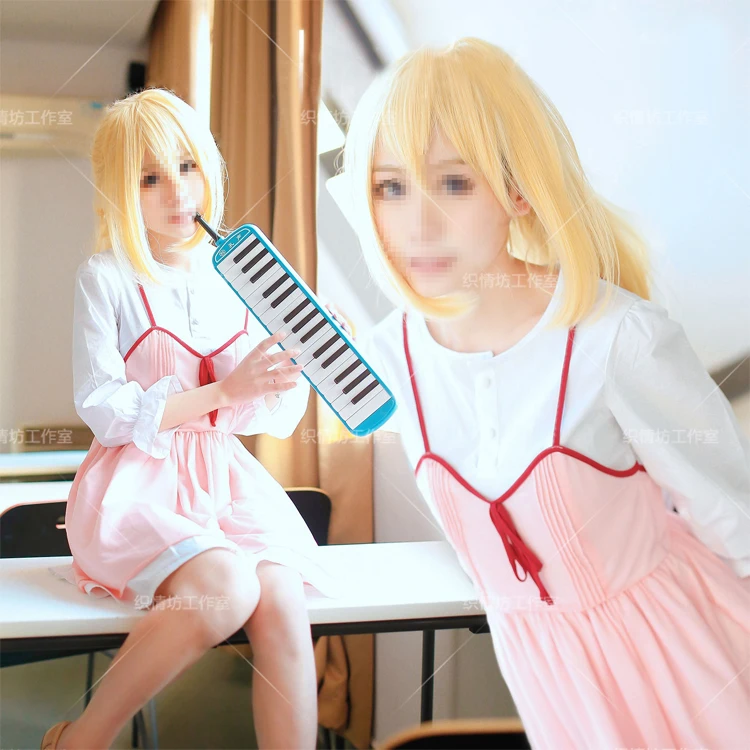 Аниме Ваша лежа в апреле косплей Shigatsu wa Kimi no Uso Kaori Miyazono первый выпуск розовое