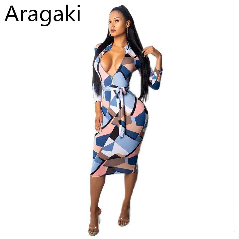 Арагаки клуб платье женщины 2018 глубоким v образным вырезом Обтягивающая одежда
