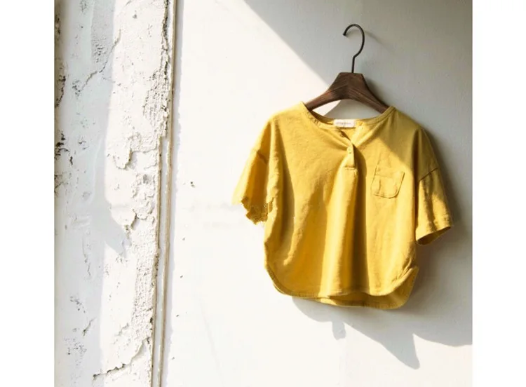 

2019 Summer Baby Boys Girls Cotton Shirt Children Kids Cozy Tees Girls Casual Tops 4 Colors Japanese Style T-shirt