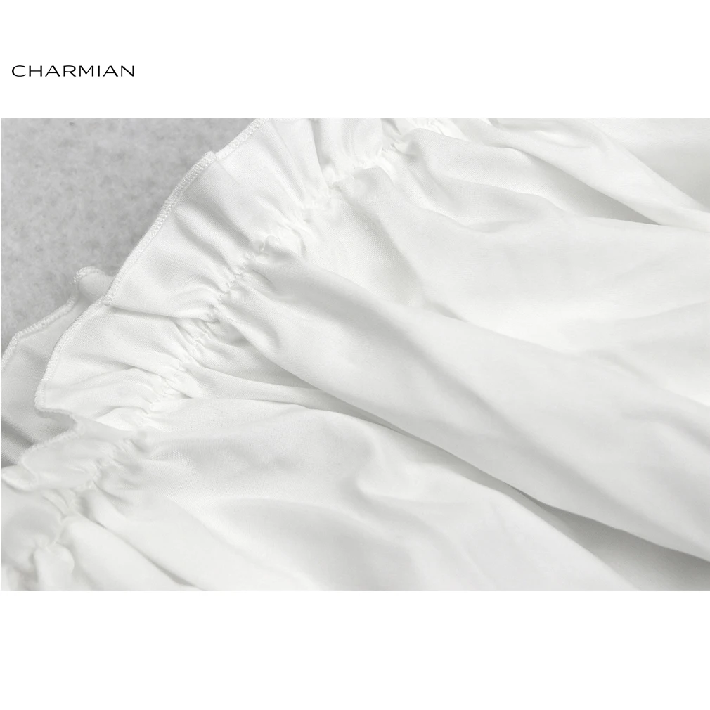 Женская винтажная блузка с открытыми плечами Charmian белый эластичный Топ в стиле