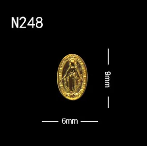 10pcs N248 10 шт./лот 3D золотого сплава Иисуса сердца крест богини серии ногтей Подвески - Цвет: 10pcs N248