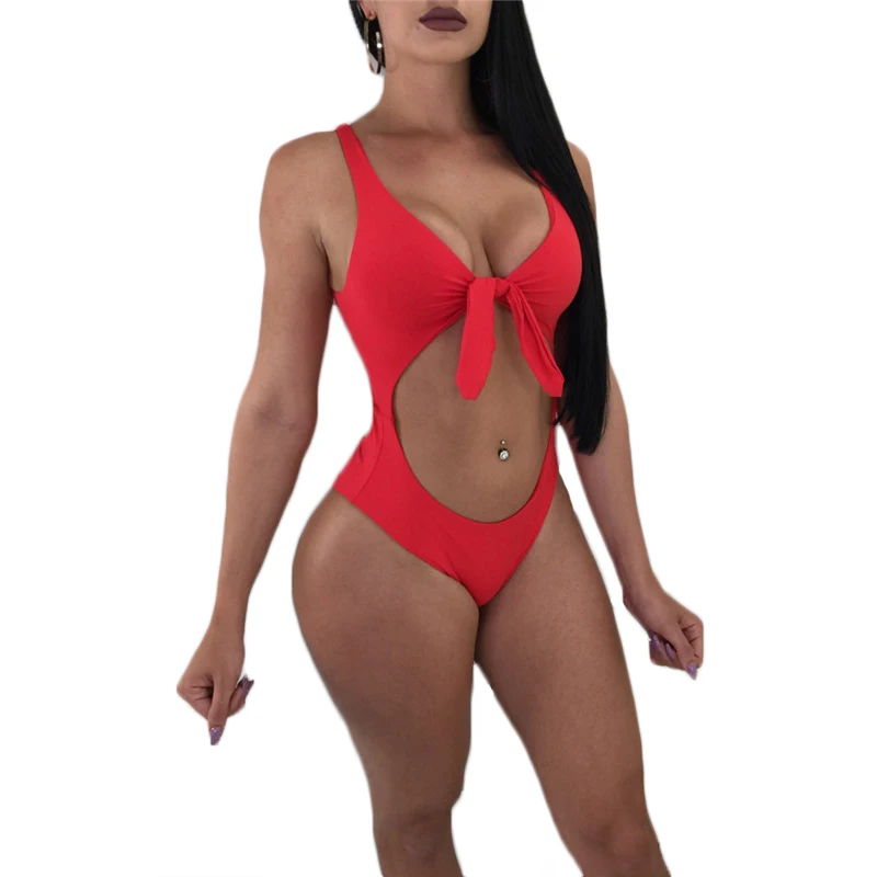 2018 Women Swimsuit One Pieces Swim Wear Female Push Up padded monokinis bandage backless Hollow sexy solid Beach Bather Summer | Спорт и