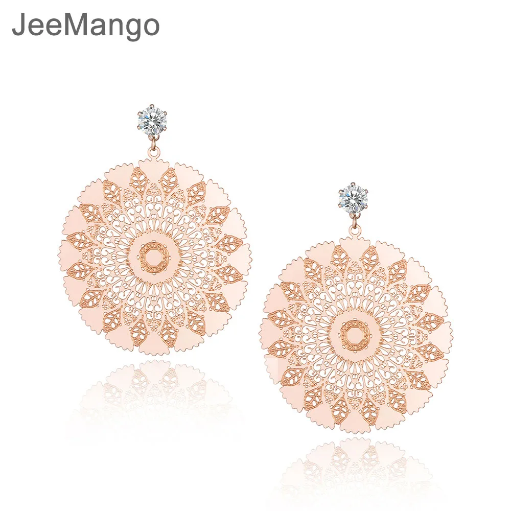 Изысканные геометрические серьги JeeMango из титановой стали круглые ювелирные