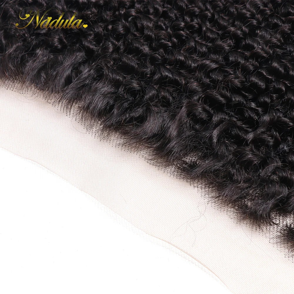 Nadula волосы 13*4 Kinky Culry Кружева Фронтальная застежка Remy человеческие волосы фронтальная 10-20 дюймов Кружева Фронтальная застежка натуральный цвет