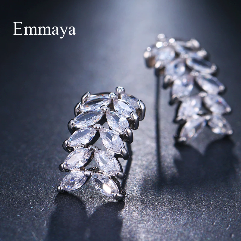 Emmaya новые элегантные серьги в форме листа с кубическим цирконием женские