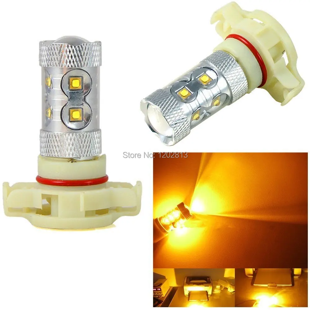 

2Pcs Amber/Yellow High Power No Error 50W LED DRL Fog Light Bulb 5202 5201 H16 9009 2504 Fog lamp DRL Day Running lamps