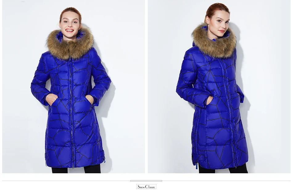 Snowclassic Модные женские зимняя куртка толстый длинный Пальто в полоску Куртки капюшон регулируется талия тонкая теплая обувь с хлопчатобумажными стельками