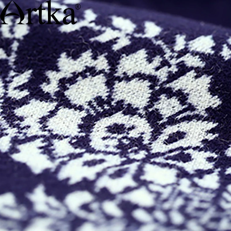 ARTKA, женское осеннее пальто, двубортная ветровка, теплая шерстяная куртка, Женское пальто большого размера, жаккардовое, а-силуэт, верхняя одежда FA10653Q