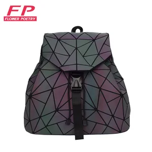 Новый женский рюкзак, Женские Геометрические клетчатые рюкзаки с блестками для девочек-подростков, сумка на шнурке, голографический рюкзак