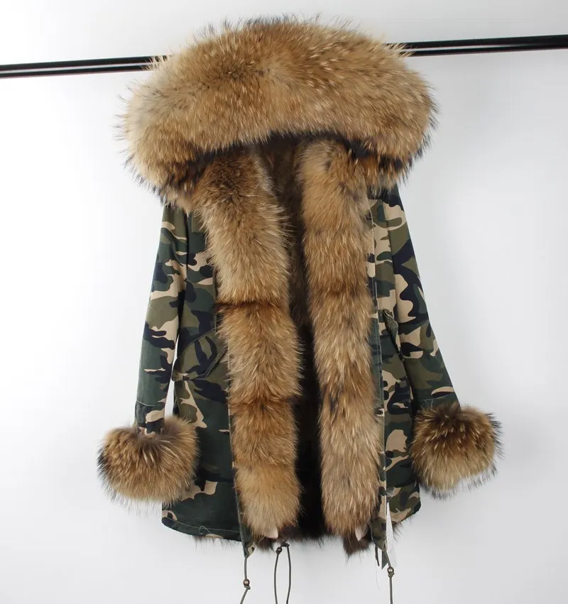 Womens Winter Jacket Women Coat Jackets Real Raccoon Fur Collar And Lining Parkas Vintage Warm Thick Army Green Black Long Parka | Женская