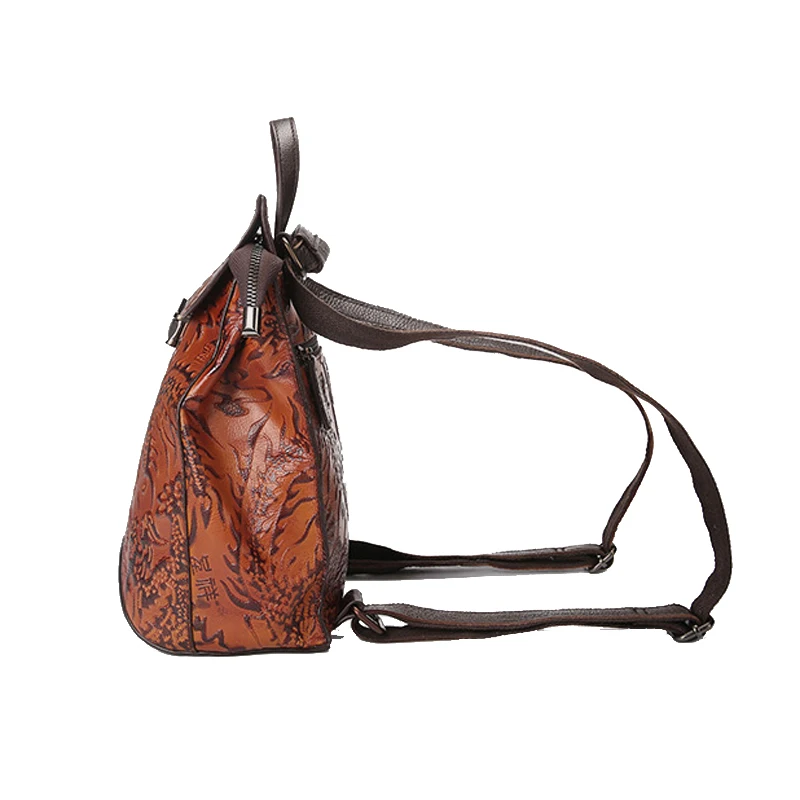 Натуральная кожаная женская рюкзак-школьная сумка Norbinus для девочек-подростков, дам, с тиснением, на каждый день, из коровьей кожи, женская мочила.