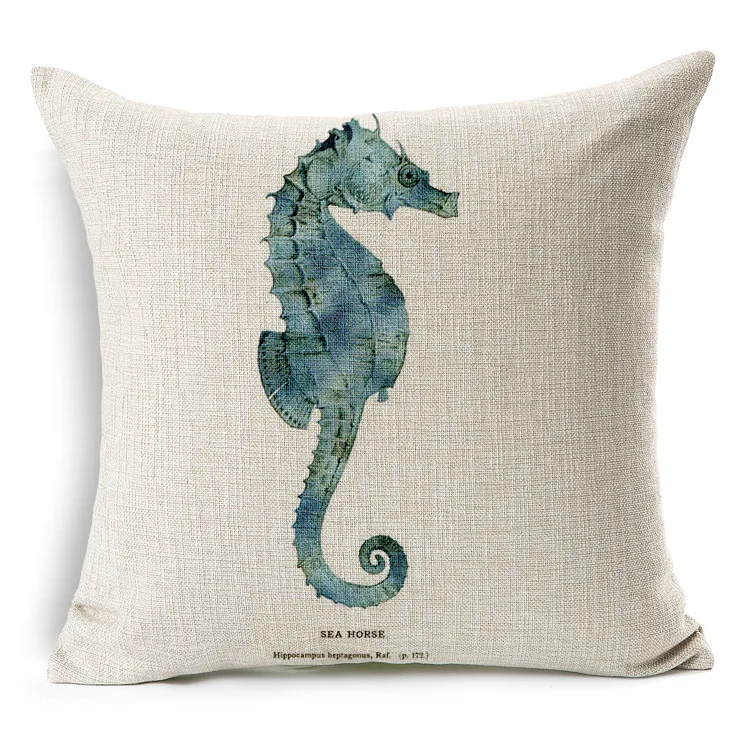 Marine Starfish Seahorse Printed Cushion Covers Decorative Pillows Housse De Coussin Square Sofa Funda Cojin Kussenhoes | Дом и сад