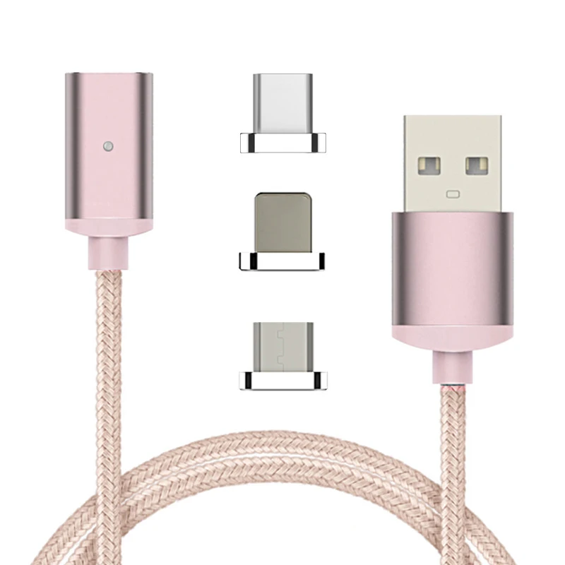 3 in 1 Rose Магнитный кабель usb type C/Micro USB/IOS 3 в 1 Магнитный зарядный кабель для мобильного телефона Быстрая зарядка Магнитный Micro USB кабель адаптер - Тип штекера: 3 in 1 Rose