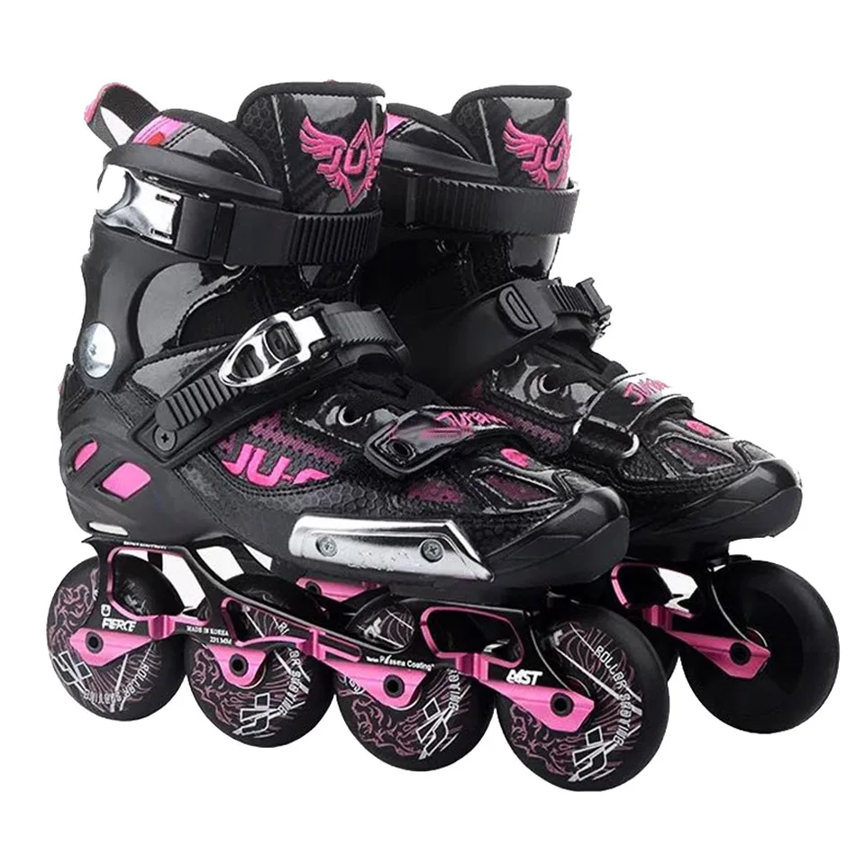 Pink War Wolf Inline Skates Professional Banana Frame Slalom Adult Roller Skating Shoes Sliding Free Skating Patins Good As SEBA - Цвет: Pink