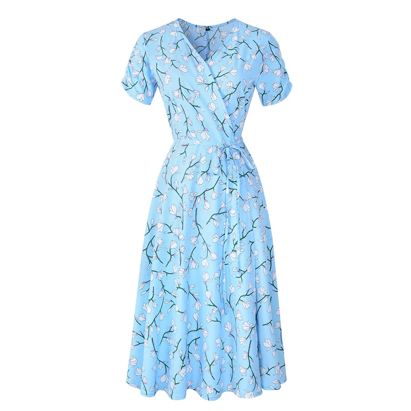 Vestido женское платье шифон этнический отдых цветок v образный вырез богемное