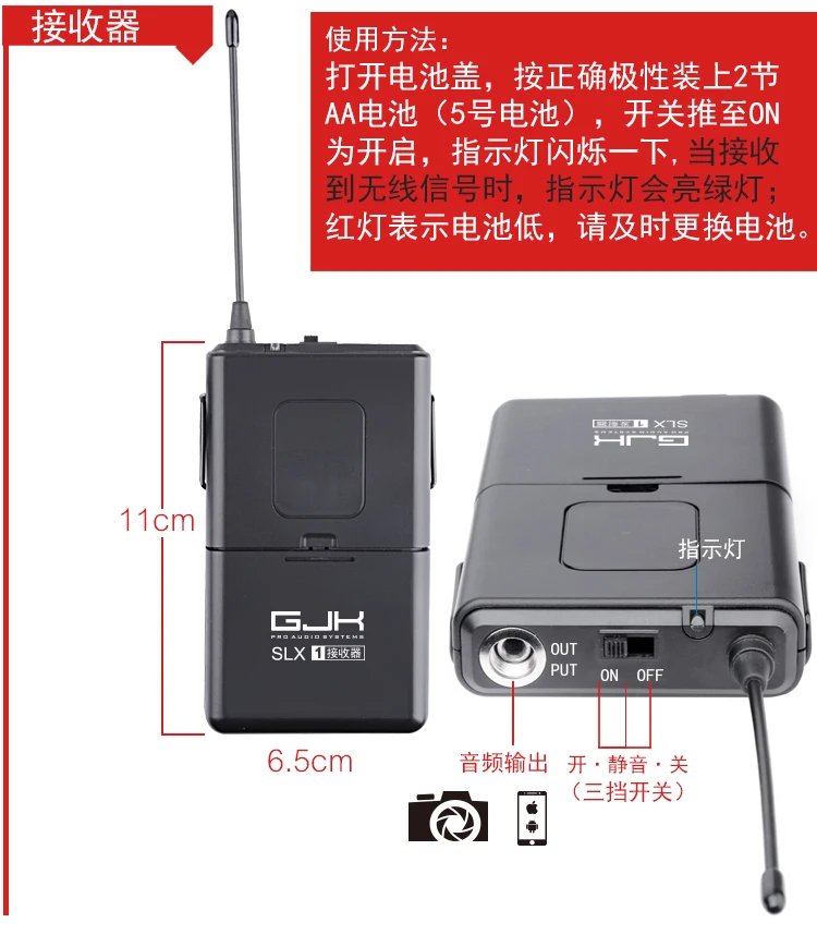 2-канальный беспроводной микрофон для камеры SLR DV интервью записывающий