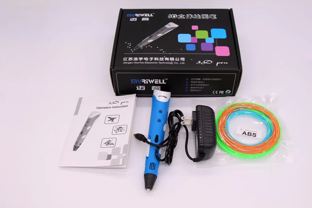 Myriwell 3d печать pen1.75 мм ABS Смарт 3D Ручка для рисования+ нить+ адаптер креативный подарок для детей дизайн живопись