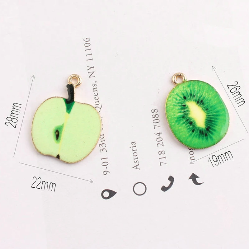 5 шт. эмаль лимонное яблоко клубника арбуз фрукты Серьги Подвески ручная работа