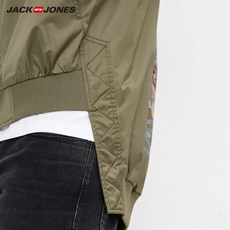 JackJones Осенняя мужская крутая бейсбольная куртка с абстрактным принтом и воротником 218321549
