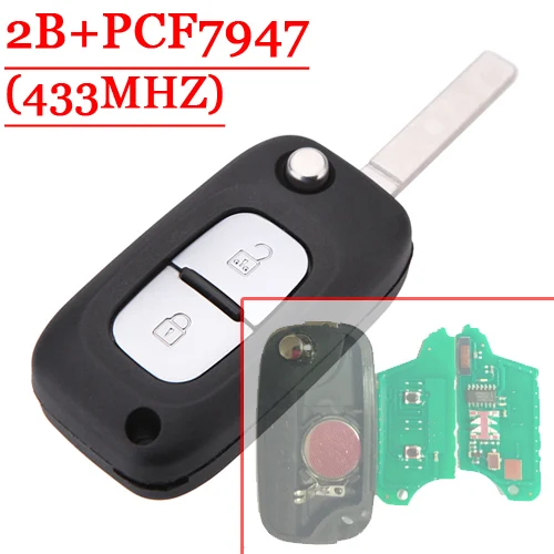 2 кнопки дистанционного флип ключ с PCF7947 чип 433 МГц для Renault Clio(1 шт