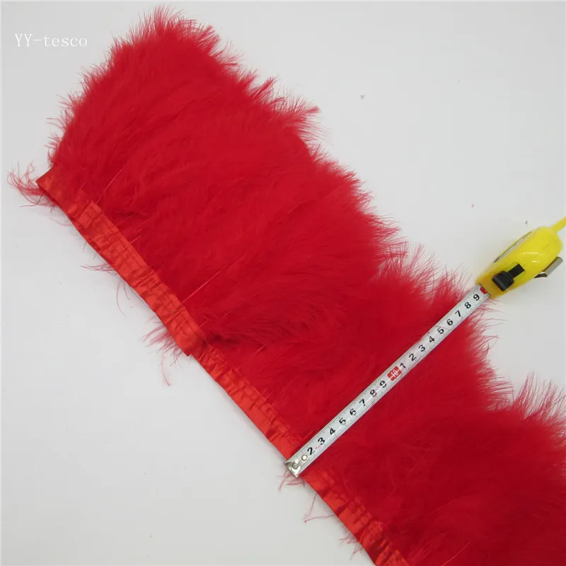 

YY-tesco 6yards/lot Turkey Feather Fringe Ribbon 5-7inches/15-18cm Orange Marabou Red Feathers Trim For DIY Craft Decoration
