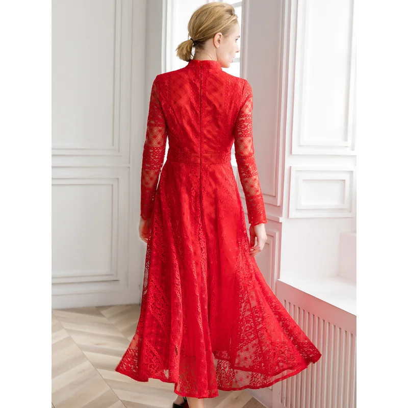 Женское ажурное платье с длинным рукавом PIXY кружевное винтажное для вечеринки