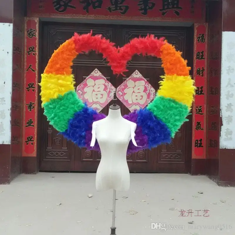 

NEW fairy wings Seven rainbow angel wings Automobile Exhibition stage performance Displays shooting props pure handmade EMS free