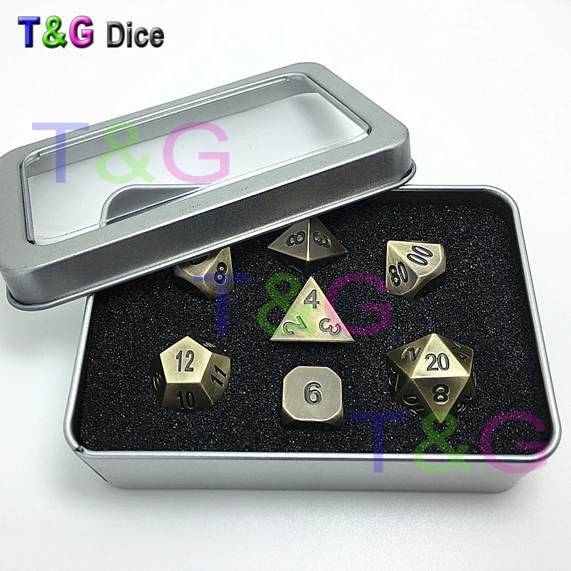 Высокое качество, металлический 7 кубиков d4 d6 d8 d10 d% d12 d20 для настольной игры, Rpg Dados juegos de mesa подземелья& dragon Dice