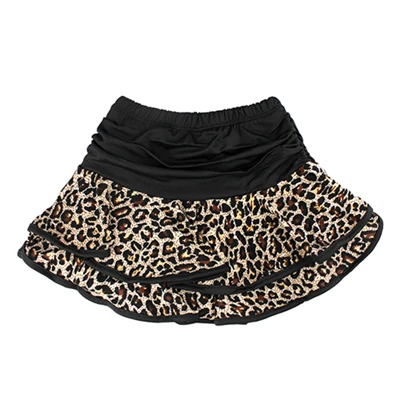 Black With Leopard Милая юбка для латинских танцев из спандекса, детская юбка для бальных танцев для девочек, мини-юбка с шортами внутри - Цвет: Black With Leopard
