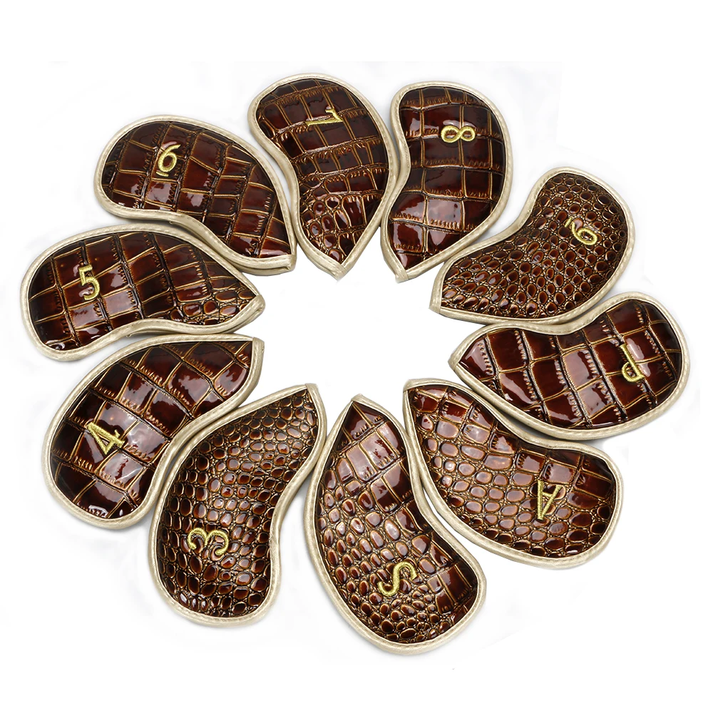 

Golf clubs iron headcover crocodile skin PU headcover iorns protect headcover 10pcs/lot free shipping