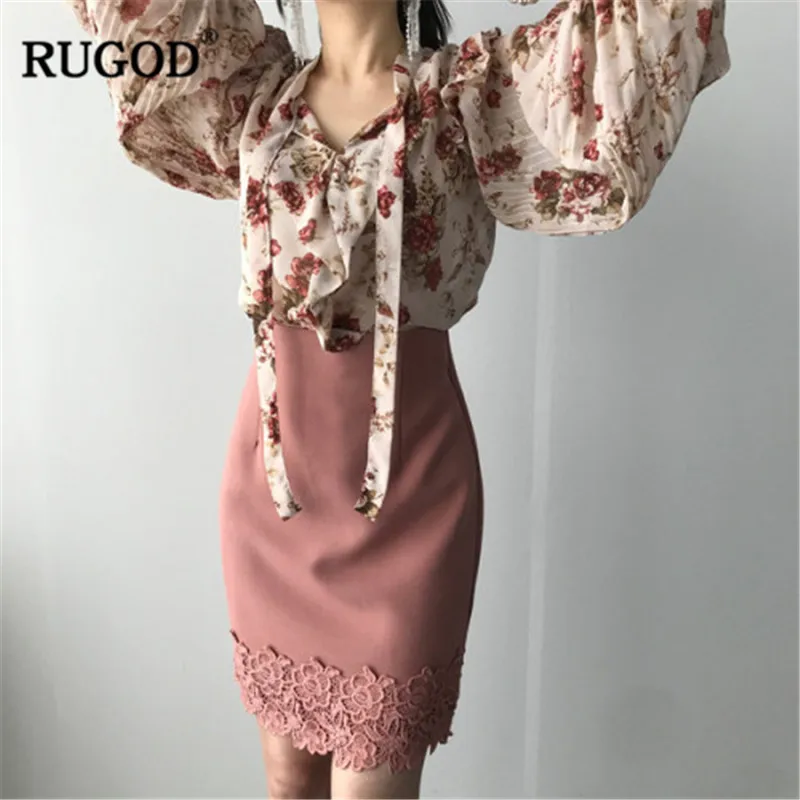 RUGOD женская обувь на каждый день с цветочным принтом Блузки бантом узел