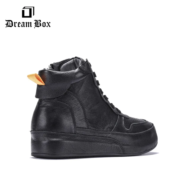 Black High Shoes Men's Winter New Leather Wild Thick-soled Casual | Обувь