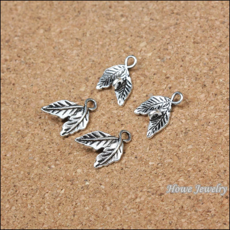 60 шт. винтажный цинковый сплав Шарм в античном стиле кулон виде серебряного листа