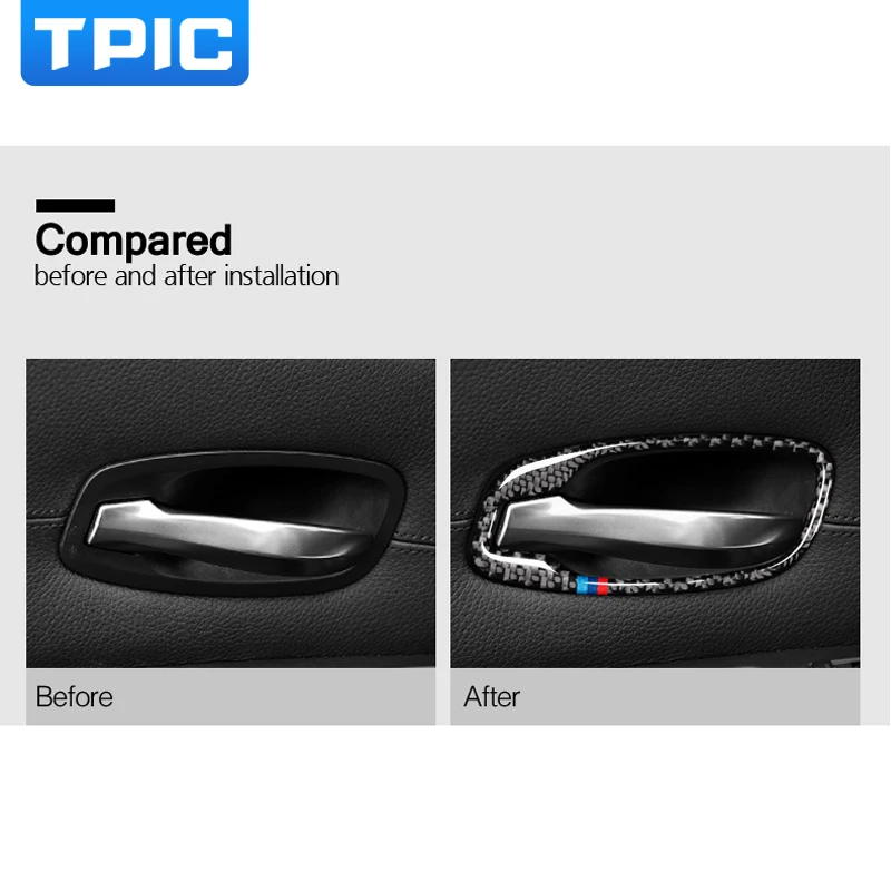 Автомобильные наклейки TPIC из углеродного волокна с отделкой для двери и чаши