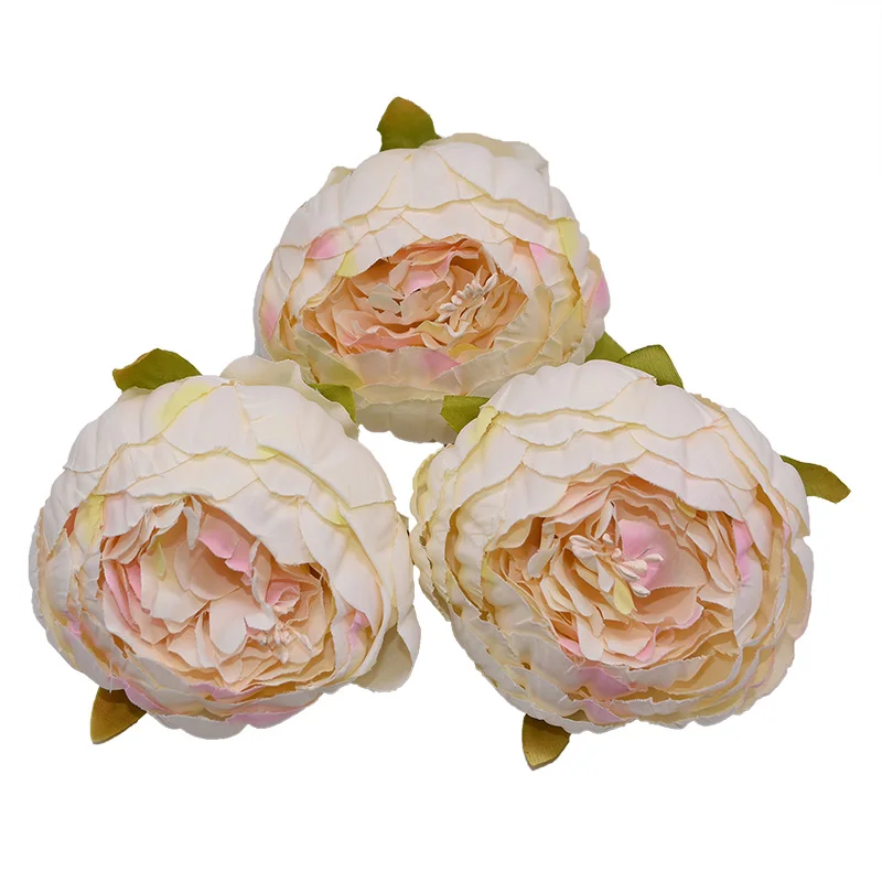 Искусственные цветы пиона 9 см 2 шт. шелковые цветочные головы для свадебных