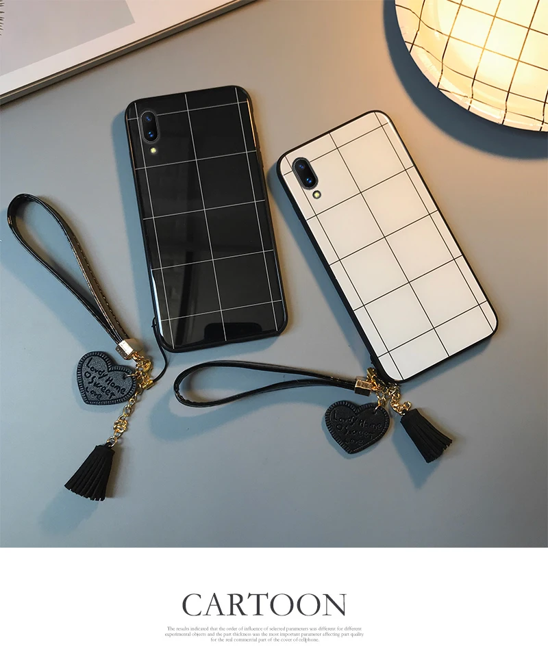 OUKAIXI Black white minimalist lattice Phone Case for Huawei mate10/9/20 case on huawei mate9 Soft Edge PC+Glass Back Cover |