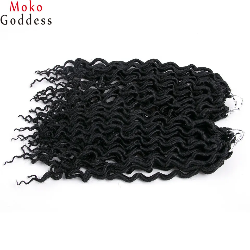 MoKoGoddess Faux locs Curly косу волосы 16-24 дюйма сумка для стойки/уп синтетические косички на