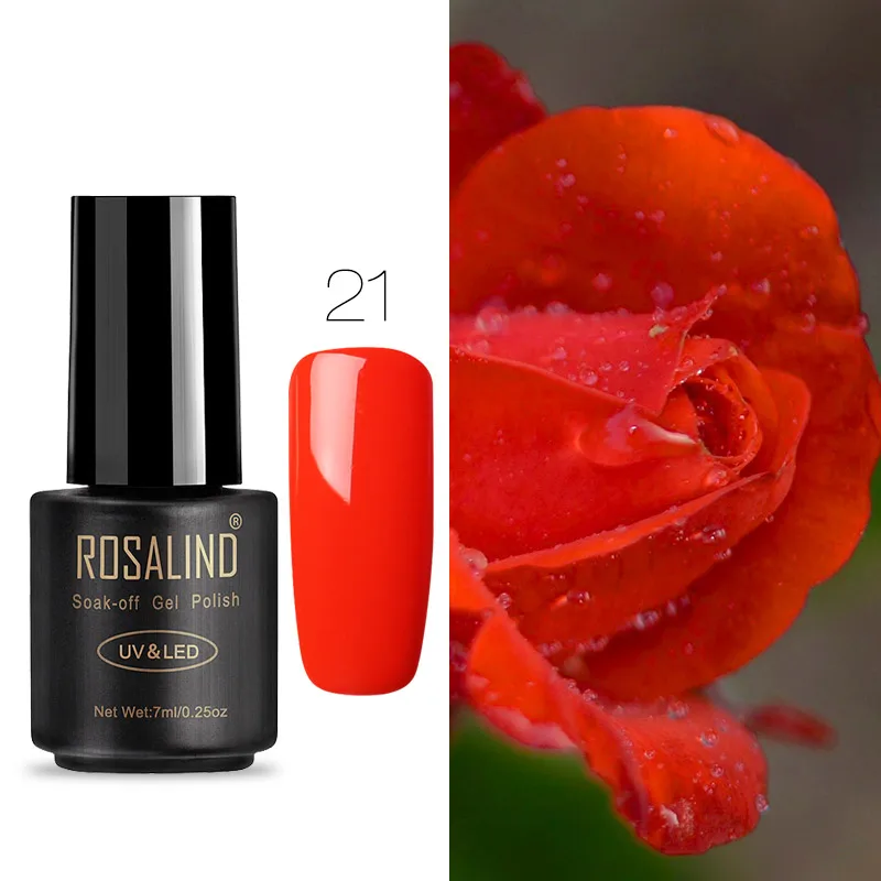 RA21 Гель-лак для ногтей ROSALIND, 7 мл, полуперманентный УФ-лак для ногтей, все для маникюра, базовое верхнее покрытие, Гель-лак для ногтей, грунтовка, Гель-лак - Цвет: RA21