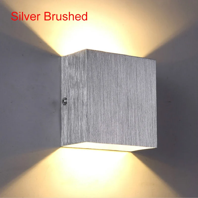 Silver Brushed Cube COB светодиодный настенный светильник для внутреннего освещения, современное Домашнее освещение украшение, бра, алюминиевая лампа 7 Вт 85-265 в для ванной коридора ZBD0017 - Цвет абажура: Silver Brushed