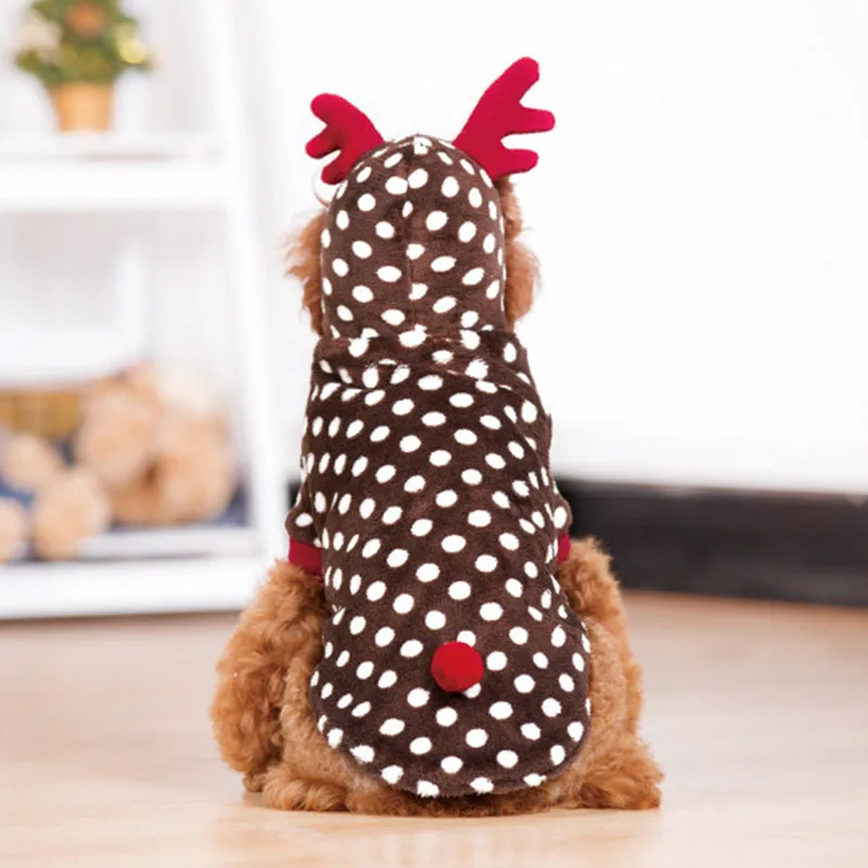 Funny winter dog pet warm clothes small puppy Christmas jacket coat Fleece elk cosplsy costume Jumpsuit jumpers Hoodie | Дом и сад