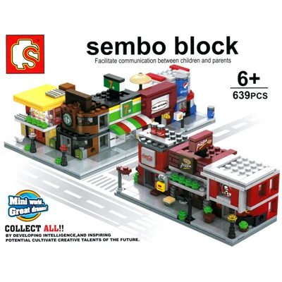 Sembo Mini City Street Coffe шоколадные напитки магазин продуктов питания Ресторан DIY набор блоков Кирпичи строительные игрушки для детей без коробки - Цвет: Set A
