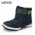 UOVO 2021 новая детская теплая обувь; Брендовая модная зимняя одежда для мальчиков и девочек, зимние ботинки для малышей с бархатной подкладкой детская одежда Размеры #24-36 - изображение
