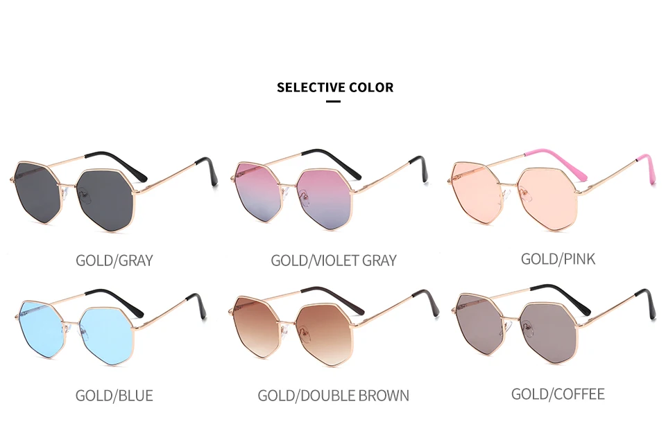 Metal Polygonal Kids Sunglasses UV400 Vintage Cute Sunglasses Girls Boys Goggles Children Sunglasses Glasses Gafas De Sol Mujer