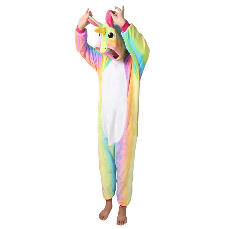 пижама кигуруми Женские Длинные рукава пижамный комплект Единорог Onesies Домашняя