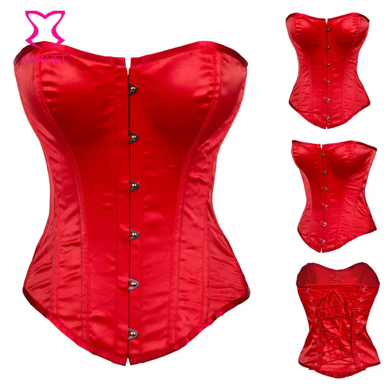 Женский атласный корсеты и бюстье без бретелек Красный Готический сексуальный