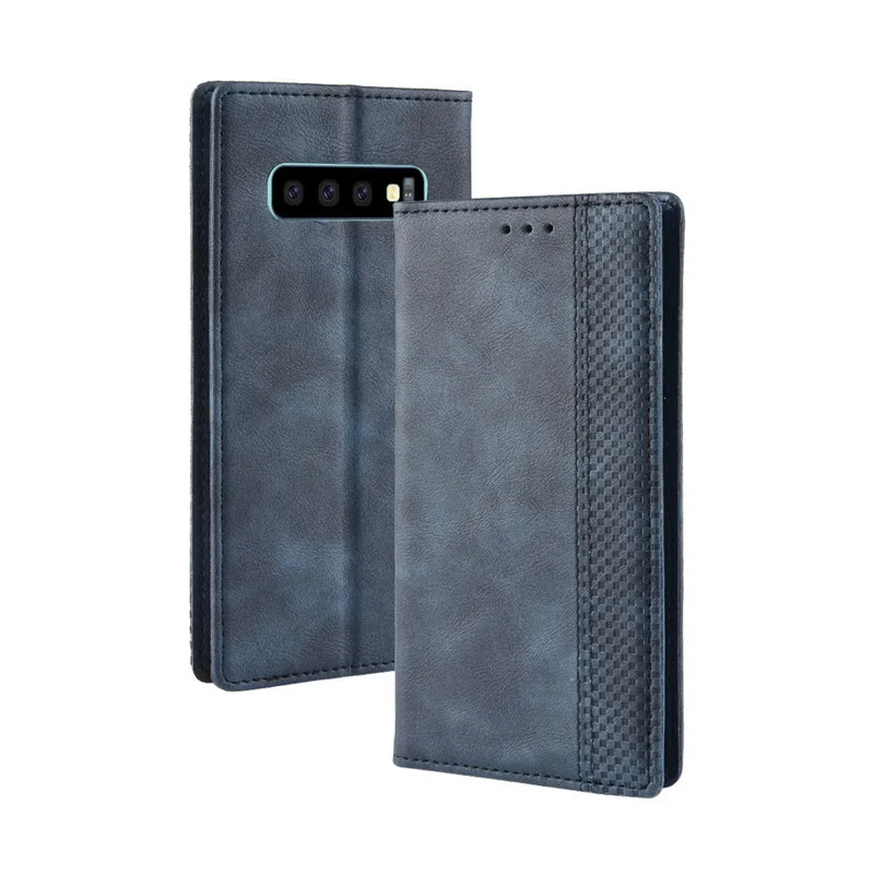 Blue Магнитный кожаный чехол-портмоне с откидной крышкой чехол для samsung Galaxy S10 5G A80 A90 A70 A60 A40 A10 J4 Plus J6 Prime A6s A8s A7 A9 S10e - Цвет: Blue